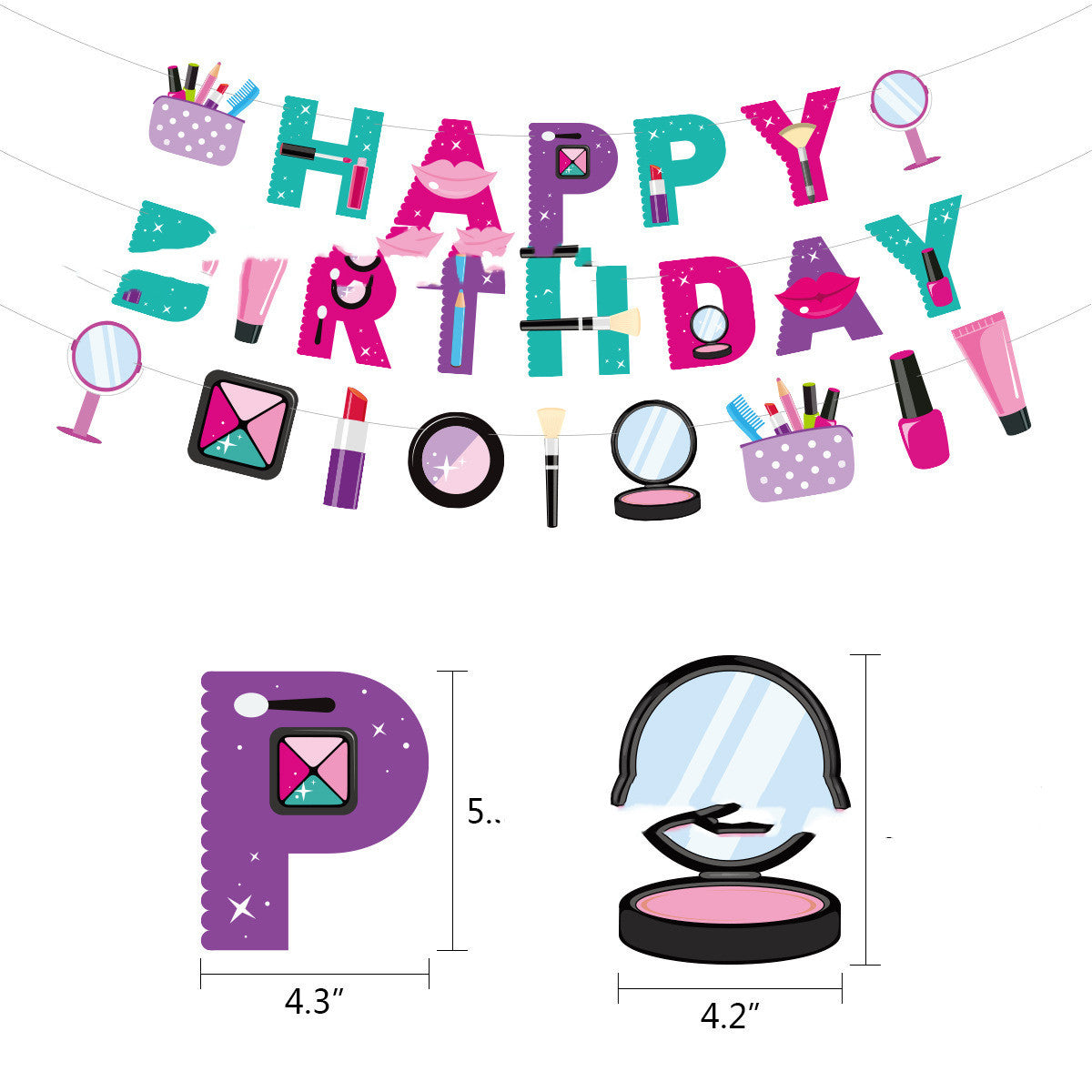 Makeup Party Balloons & Banner for Girl Baby Shower