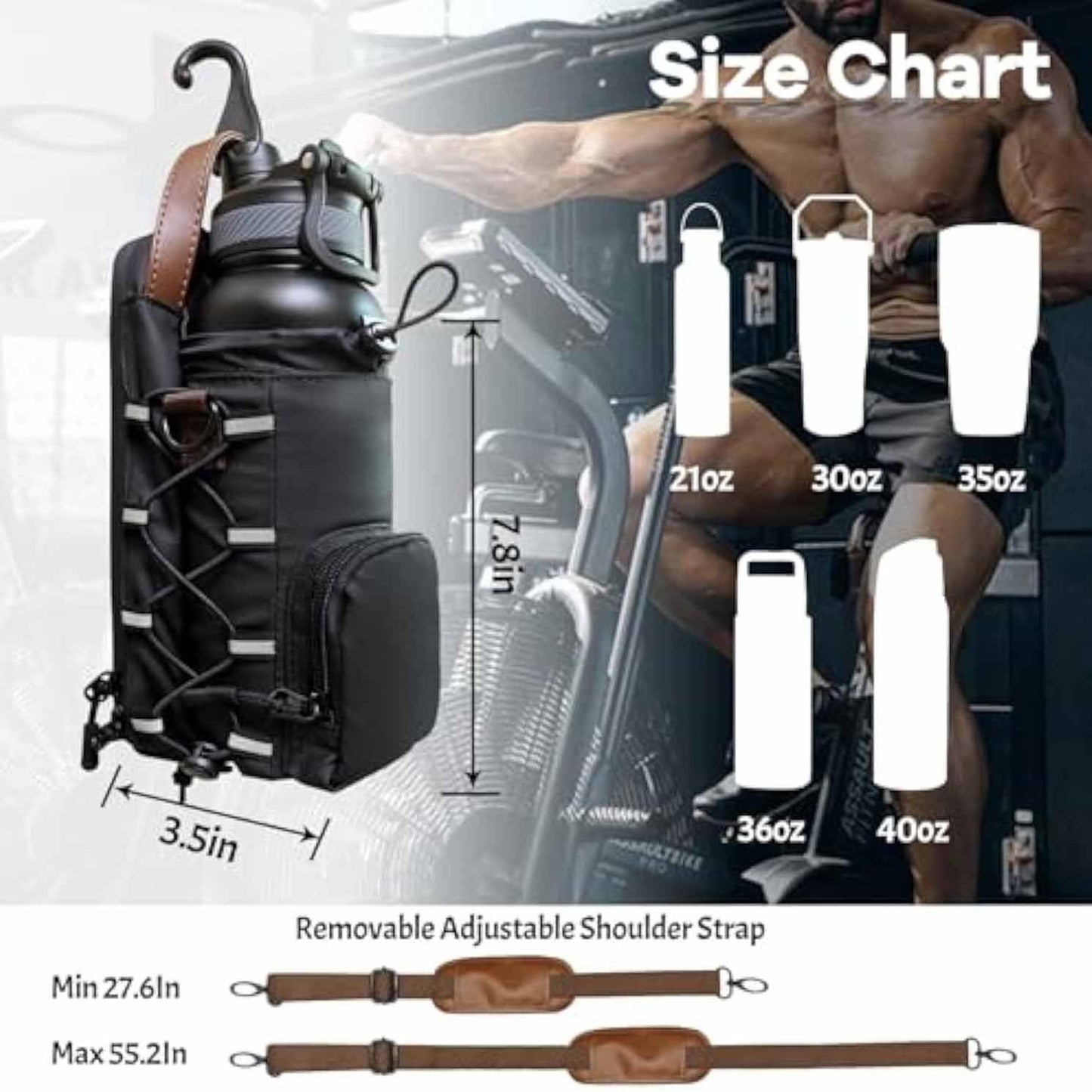 Waterproof Magnetic Water Bottle Sling Bag – Adjustable, Large-Capacity Crossbody for Gym, Sports & Travel