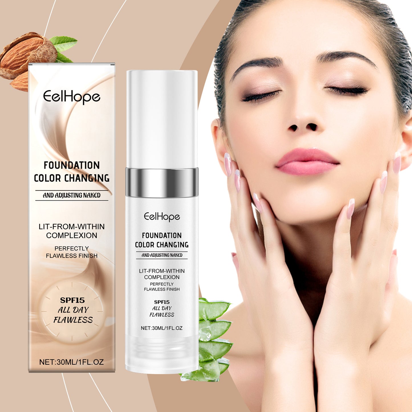 Color Changing Foundation - Temperature Change Concealing Foundation Natural Moisturizing