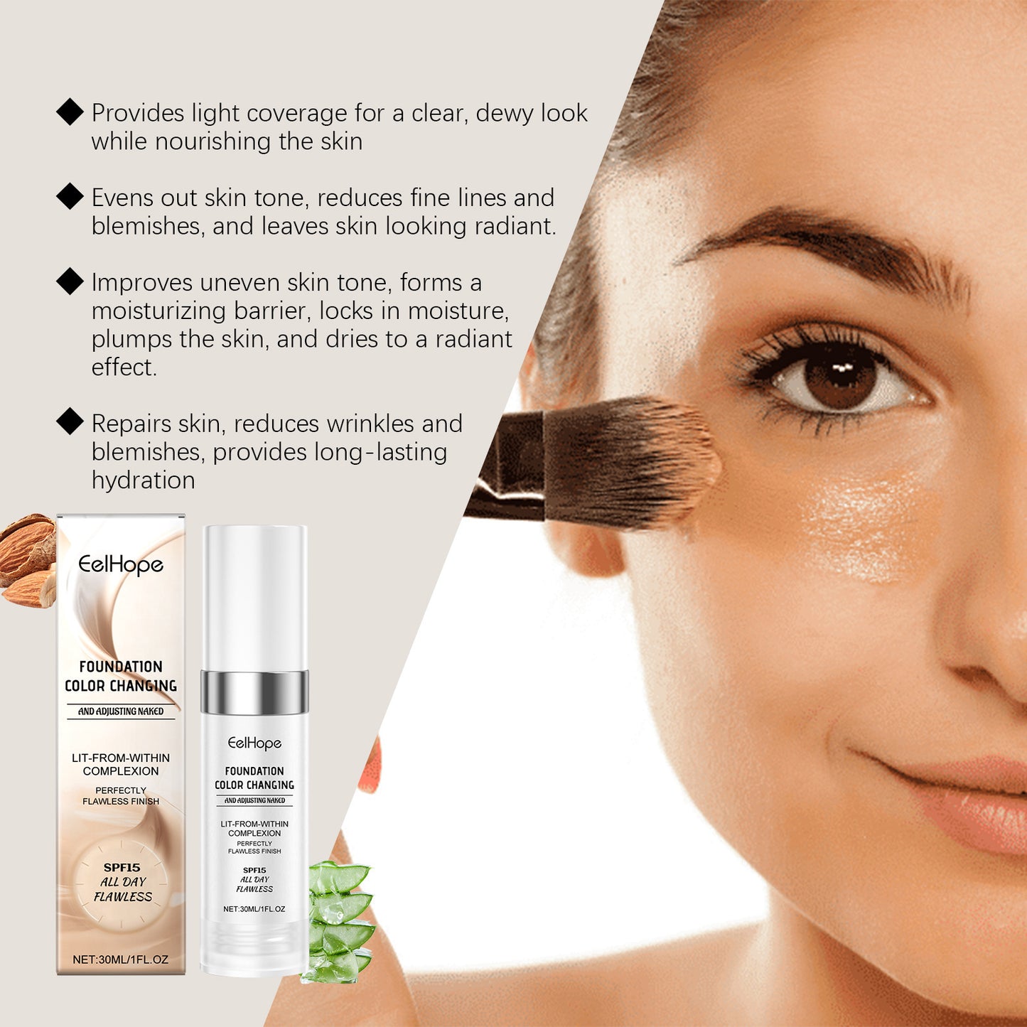 Color Changing Foundation - Temperature Change Concealing Foundation Natural Moisturizing