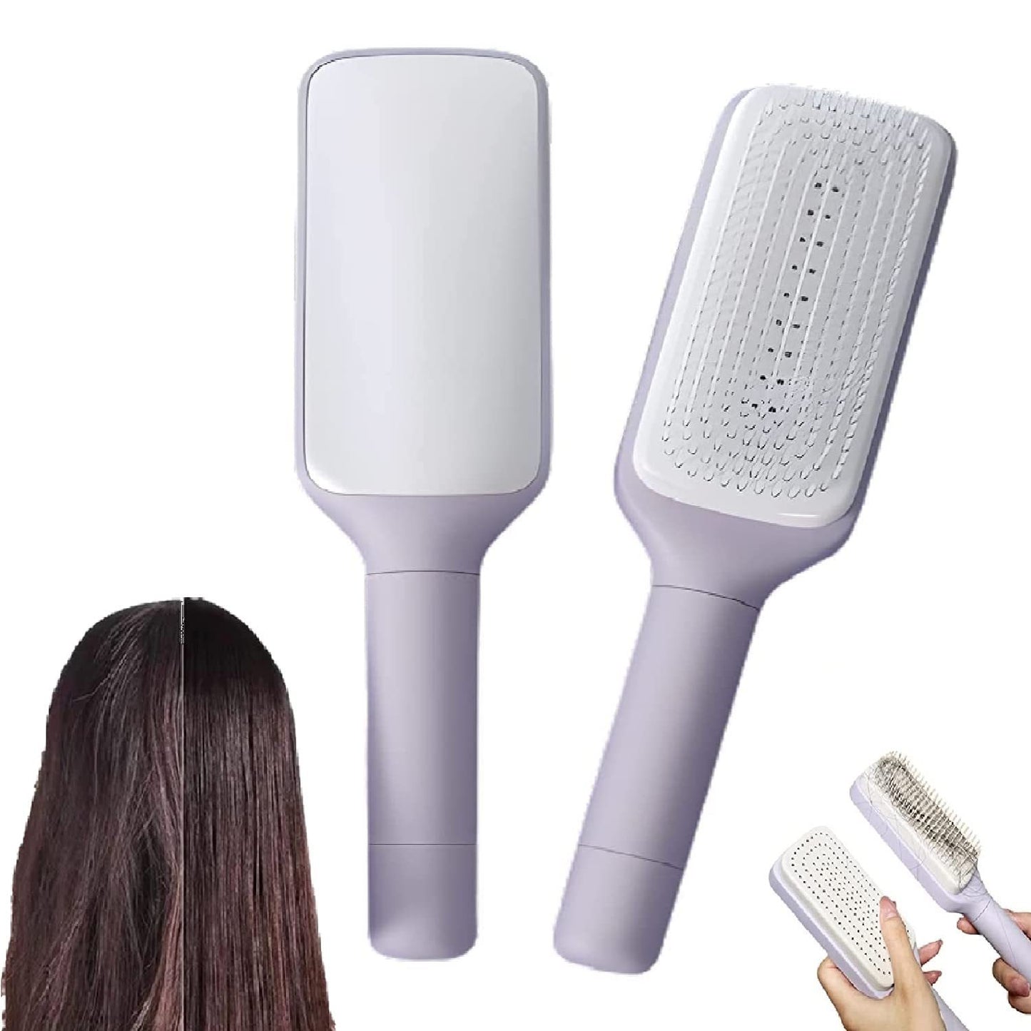 4-in-1 Self-Cleaning Hair Brush – Scalable, Rotating, Anti-Static Massage Comb for Easy Hair Care