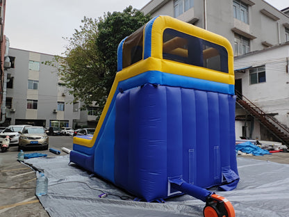 Commercial-Grade 9×6M Inflatable Bouncy Castle Combo with Slide & Blower — Blue & Yellow
