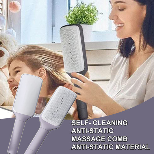 4-in-1 Self-Cleaning Hair Brush – Scalable, Rotating, Anti-Static Massage Comb for Easy Hair Care