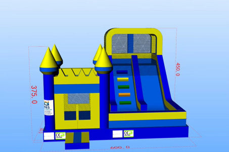 Commercial-Grade 9×6M Inflatable Bouncy Castle Combo with Slide & Blower — Blue & Yellow