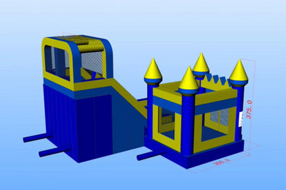 Commercial-Grade 9×6M Inflatable Bouncy Castle Combo with Slide & Blower — Blue & Yellow