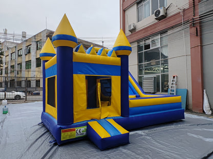 Commercial-Grade 9×6M Inflatable Bouncy Castle Combo with Slide & Blower — Blue & Yellow